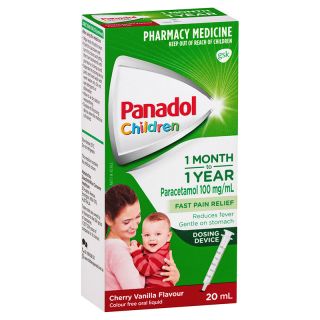 Panadol Children 1 Month - 1 Year Cherry Vanilla with Dosing Device Syringe 20ml