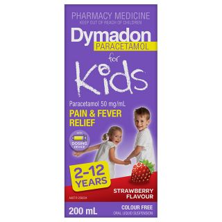 Dymadon Paracetamol for Kids 2 - 12 Years Strawberry Flavour 200ml
