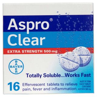 Aspro Clear 500mg Extra Strength 16 Tablets