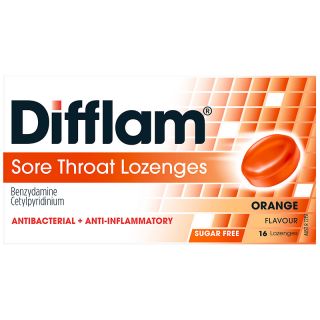 Difflam Sore Throat Orange Sugar Free Lozenges 16 Pack