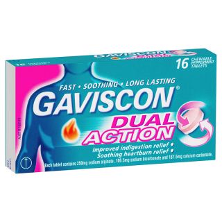 Gaviscon Dual Action Chewable Peppermint Tablets 16 Pack