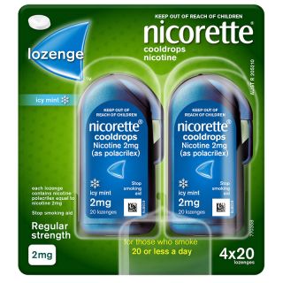 Nicorette Cooldrops Lozenges 2mg Icy Mint 4 x 20 Pieces