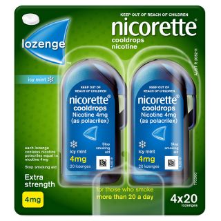 Nicorette Cooldrops Lozenges 4mg Icy Mint 4 x 20 Pieces