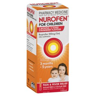 Nurofen for Children Pain and Fever Relief 3 Months - 5 Years Strawberry 100ml