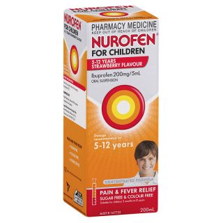 Nurofen for Children Pain and Fever Relief 5-12 Years Strawberry 200ml