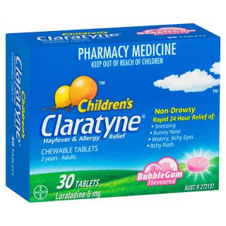 Claratyne Children's Hayfever Allergy Relief Bubblegum Flavoured Chewable 30 Tablets