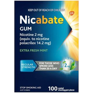 Nicabate Extra Fresh Mint Gum 2mg 100 Pieces
