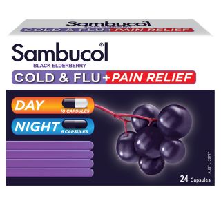 Sambucol Cold & Flu Pain Relief Day & Night 24 Capsules