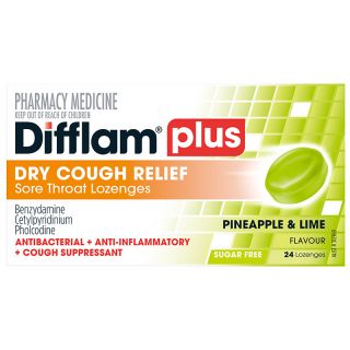 Difflam Plus Dry Cough Pineapple & Lime Lozenges 24 Pack