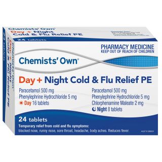 Chemists' Own Day + Night Cold & Flu PE 24 Tablets