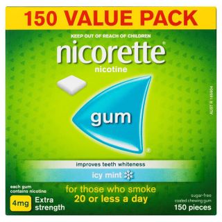Nicorette Quit Smoking Nicotine Gum Extra Strength Icy Mint 150 Pack