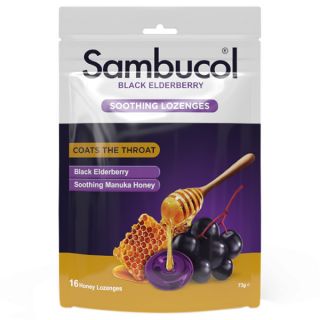 Sambucol Black Elderberry Throat Relief Lozenges 16 Pack