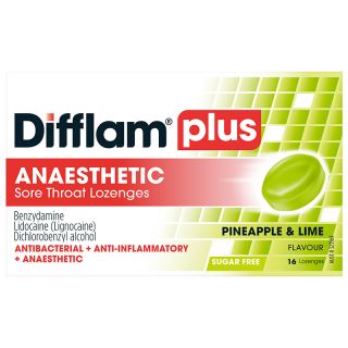 Difflam Plus Sore Throat Lozenges Pineapple & Lime 16 Pack