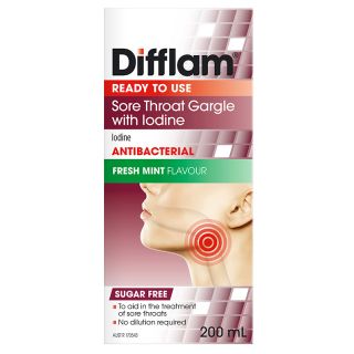Difflam Sore Throat Ready To Use Gargle with Iodine 200ml